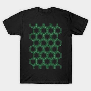 Green Hexagon-Pattern T-Shirt